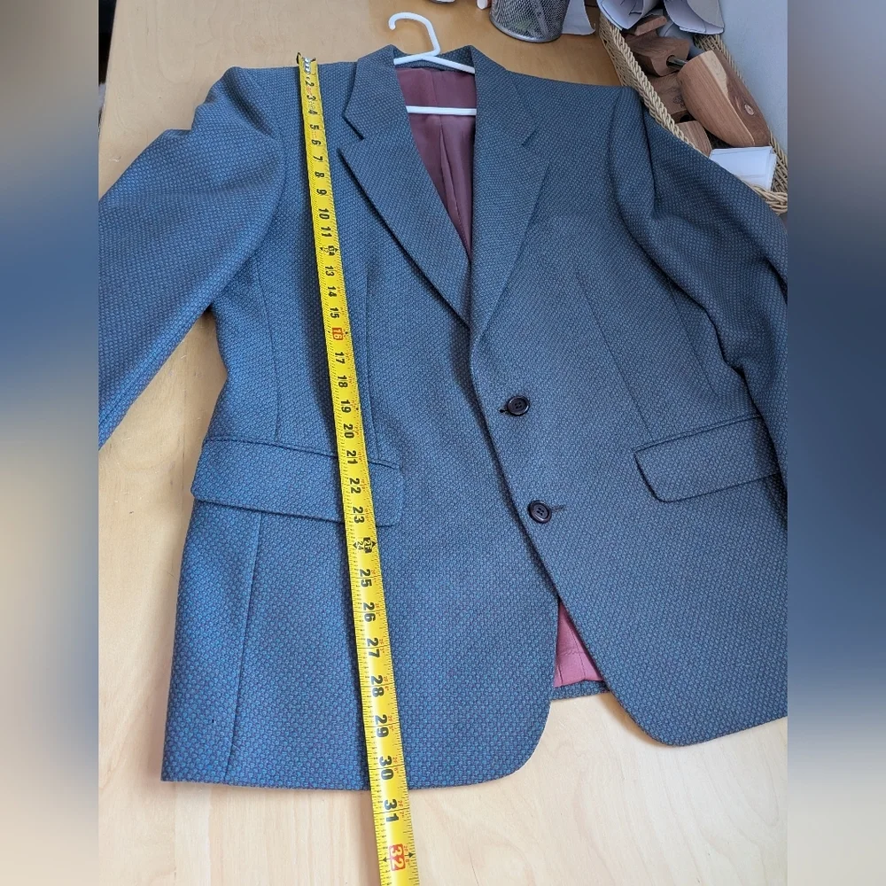 Men Vintage Blazer 100% Wool Size 40 Reg Made In Canada Blue Purple Green Colors - Picture 11 of 13